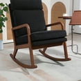 thumbnail image 4 of Modern Rocking Chair, Accent Lounge Armchair with Upholstered and High Back, Wooden Rocker Single Sofa for Nursery, Living Room, Bedroom, 4 of 10