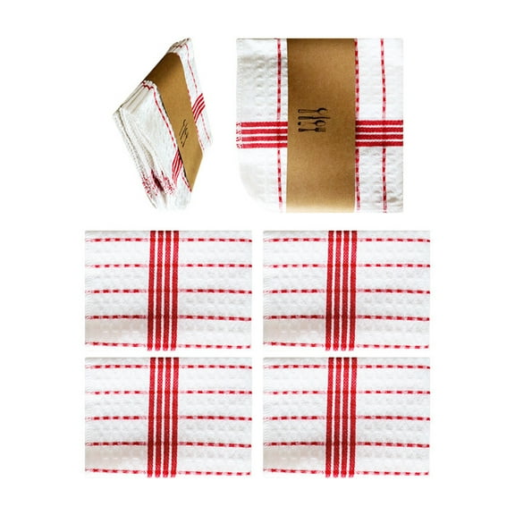 4Piece Cotton Cleaning Cloths NonLint Absorbent Dish Towels Washcloths For Glassware Countertops Color Assortment