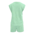 thumbnail image 5 of WAYUTE Womens 2 Piece Outfits Casual Short Sleeve Top with Textured Fabric Solid Color Comfort Shorts Set Stylish Summer Outfit, 5 of 6