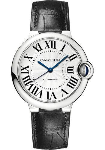Pre-Owned Cartier Ballon Bleu de Cartier WSBB0028 36MM Silver Opaline Dial With Leather Bracelet