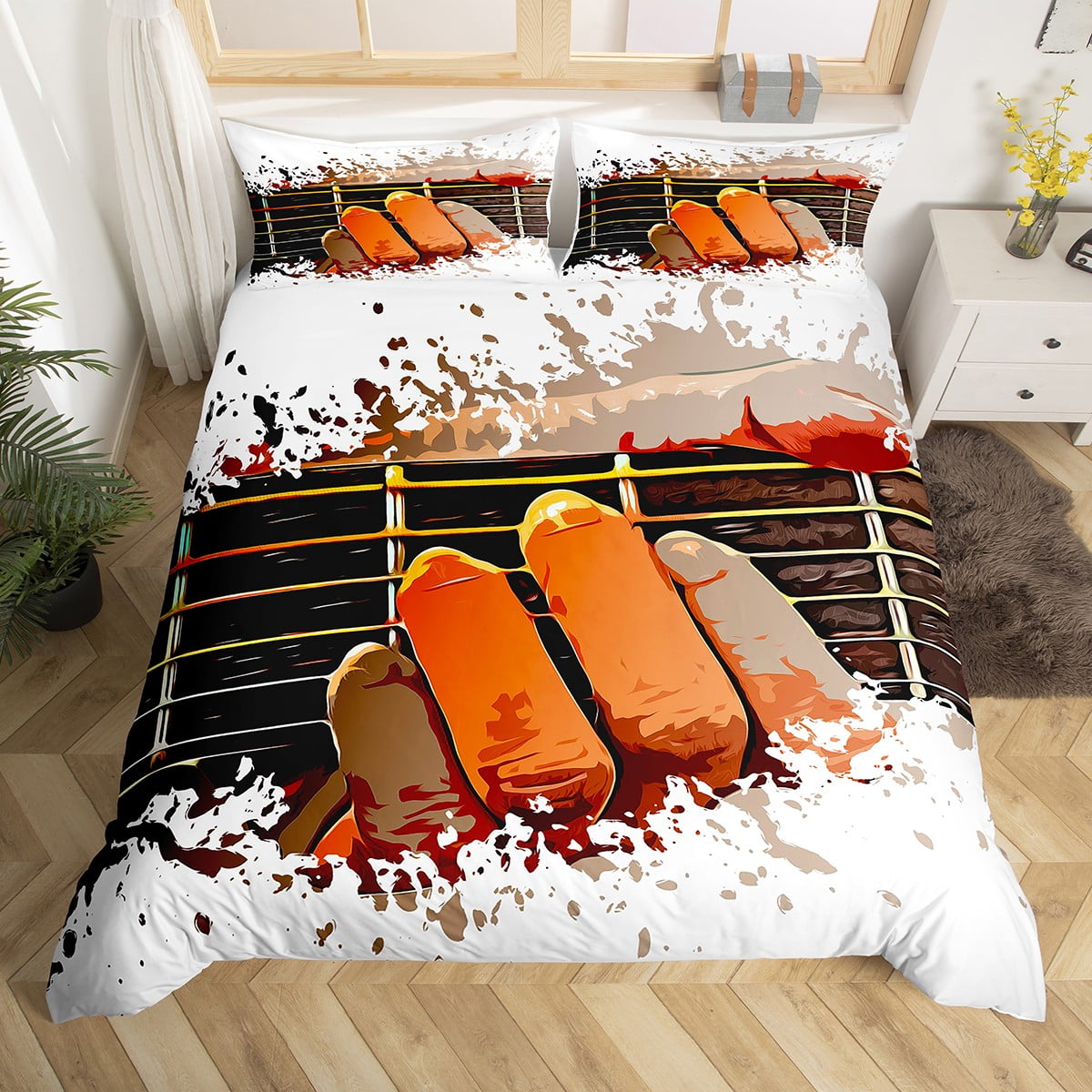 YST Rock Music Bed Set Electric Guitar Duvet Cover, Abstract