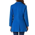 thumbnail image 3 of INSPIRE CHIC Women's Coat Solid Color Notched Lapel Single Breasted Winter Peacoat Deep Blue L, 3 of 6