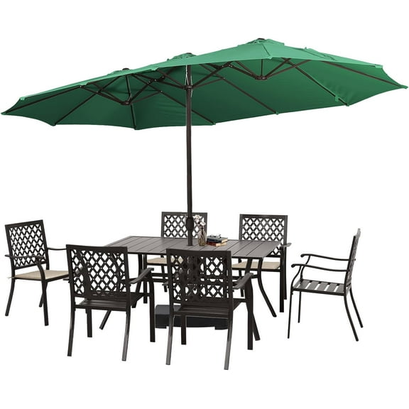 BPS 15FT Double Sided Patio Umbrella Dining Table Outdoor Market Umbrella with Base Stand for Garden, Pool, Yard