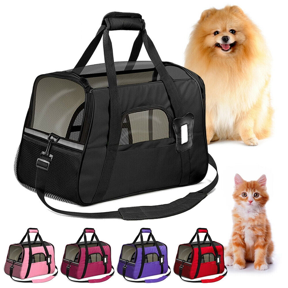 Enjoying Pet Carrier Soft Sided Cat Carrier Dog Travel Bag Puppy Tote Bag Handbag with Travel Bowl 