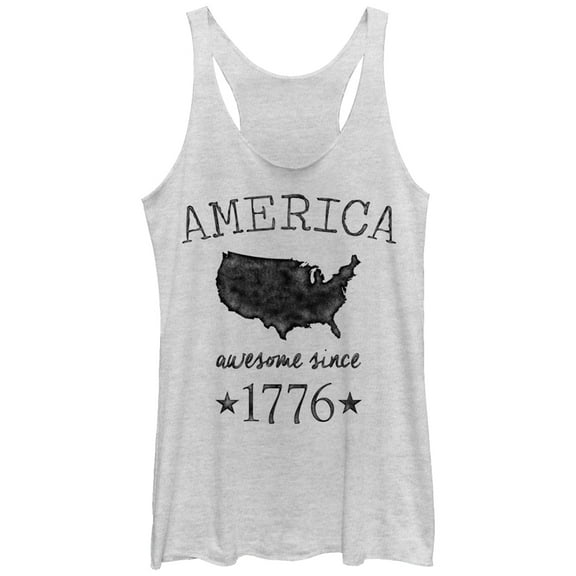 Women's Lost Gods Fourth of July  Awesome Since 1776  Racerback Tank Top White Heather Medium