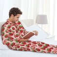 thumbnail image 4 of Wukai Cute Strawberry Men's Long-Sleeve Pajama Set - Comfortable Sleepwear with Button-Down Shirt and Pants-Large, 4 of 6