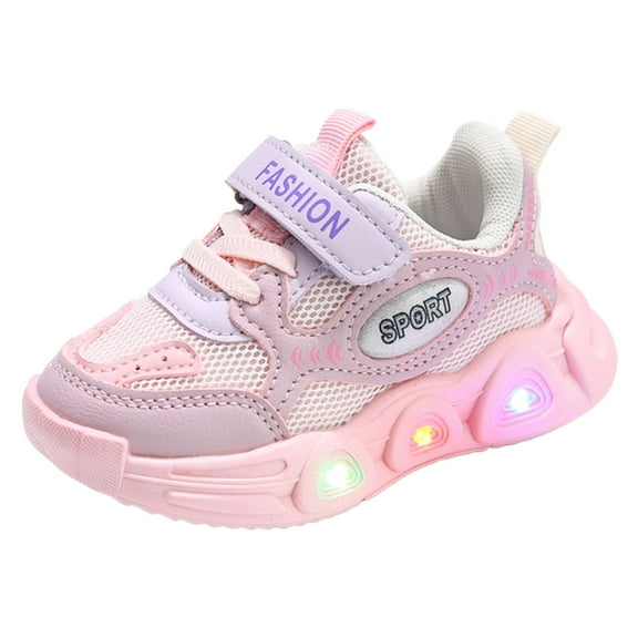 Linfrsh Boys Light Up Shoes Toddler Shoes Girl Boy Non Slip Sneakers for Kids Breathable Walking Shoe Lightweight Outdoor Shoes Pink,9.5