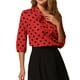thumbnail image 1 of BLUSA DE CUELLO CON LAZO Y PUÑO ELÁSTICO IMPRESA PARA MUJERES CHIC INSPIRADA L ROJA, 1 of 5