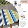 thumbnail image 6 of Blue Yellow Striped Fitted Tablecloth with Elastic Edged, Round Table Cloth for Dining Table, Colorful Ombre Abstract Stripes Waterproof Oil Proof Table Cover for Indoor Outdoor 45"-54", 6 of 8