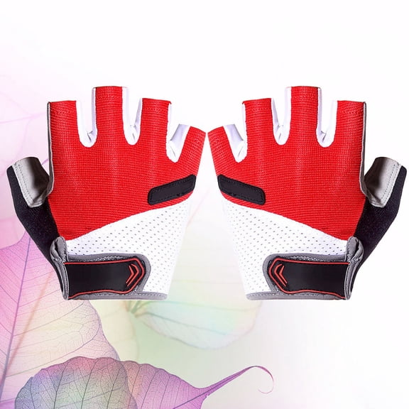 DRAFIDEEP 1 Pair Breathable Half Finger Gloves in Red, Anti- Shockproof Design for Outdoor Activities