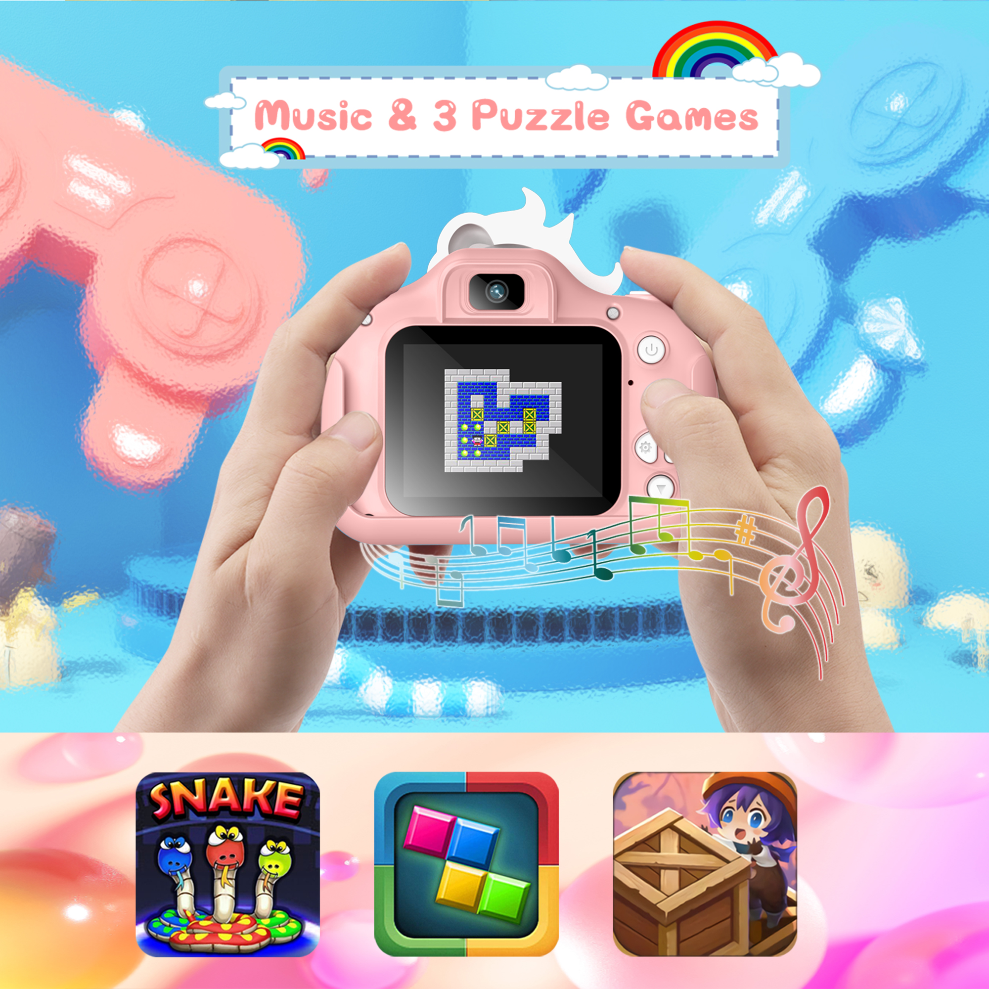 Gofunly Kids Digital Camera 1080P, Pink photo 2