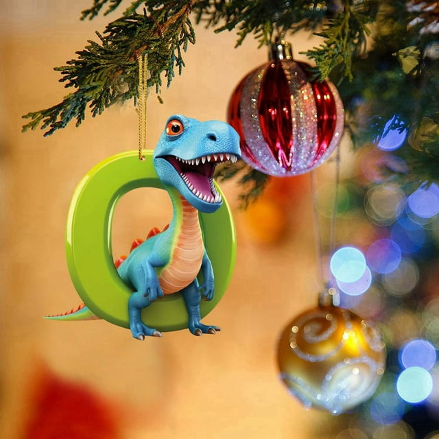 Christmas Dinosaur Acrylic Ornaments 26 Letters Decorative Hanging Alphabet Letters for Tree Craft