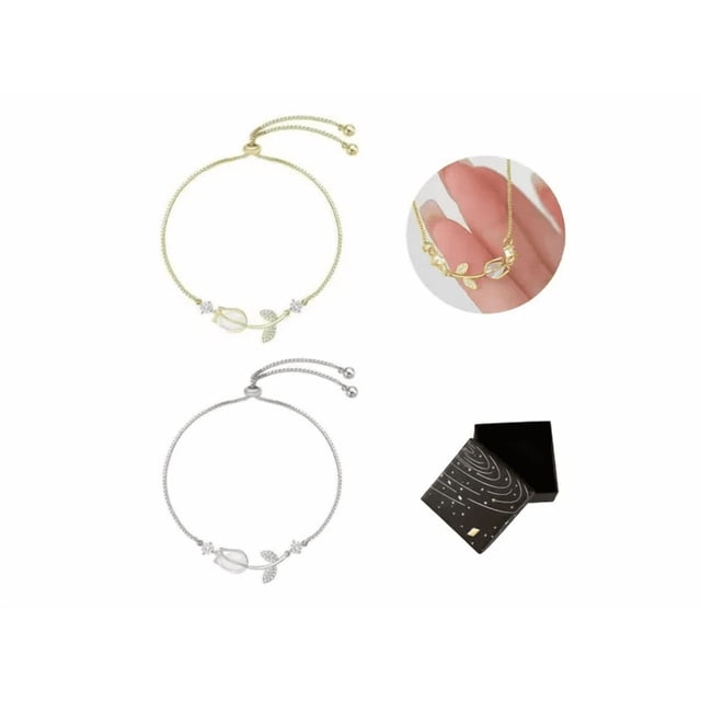 Pulsera De Tulipán En Plata 925 Cristal Regalo Para Mujer Xtellar Dorado 6 Cm 22 Cm