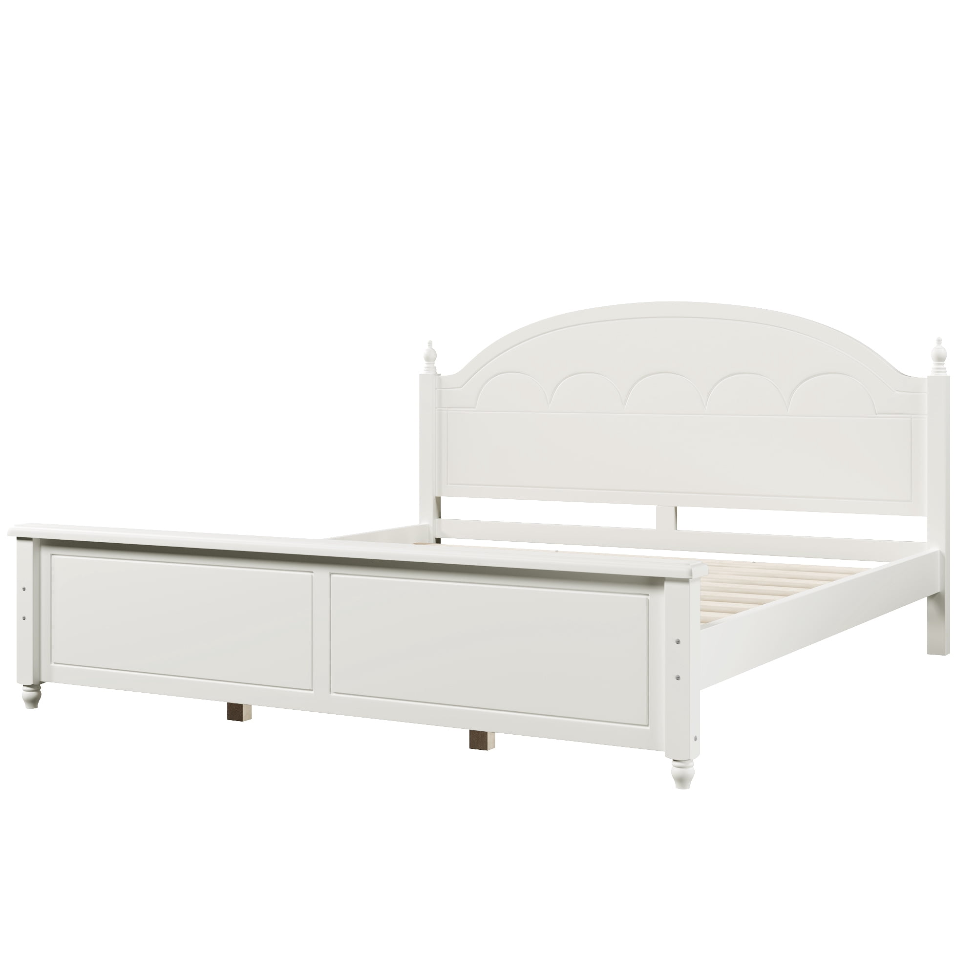Euroco Wood King Size Platform Bed, White
