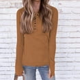thumbnail image 2 of Timegard Long Sleeve Tops for Women Knitted Button V Neck Tops Casual Solid Color Lightweight Blouses, 2 of 5