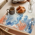 thumbnail image 3 of Blue Red Seahorse Coastal Placemats Set of 4 Summer Beach Coral Nautical Vintage Place Mats Indoor Wipeable Table Mats Washable Dining Table Placemats for Kitchen Holiday Party Home Decor 13x19 Inch, 3 of 9