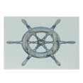 thumbnail image 1 of Nautical Cutting Board, Illustration of a Wooden Ship Wheel over White Backdrop Sail Exploring Ocean Theme, Decorative Tempered Glass Cutting and Serving Board, Small Size, Blue White, by Ambesonne, 1 of 1