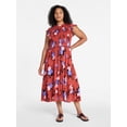 thumbnail image 2 of Time and Tru Women's Smocked Bodice Midi Woven Dress, Sizes XS-4X, 2 of 5