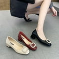 Chunky Heel Soft Leather Grandma Shoes Women's 2025 Spring and Autumn