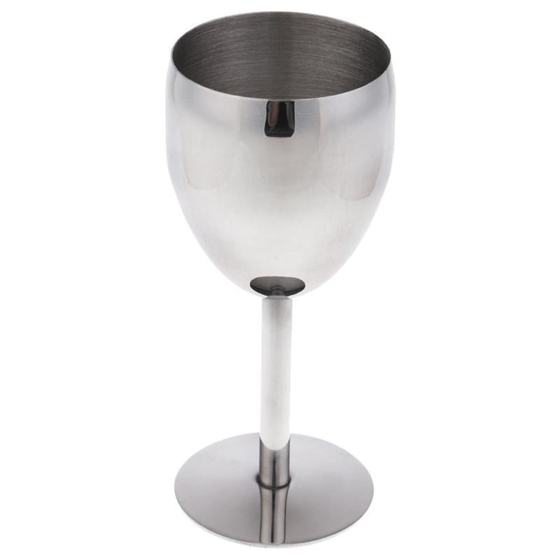Stainless Metal Goblet Home Red Wine Glass Champagne Mug Bareware Silver 