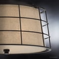 thumbnail image 5 of Urban Ambiance Luxury Craftsman Flush Mount Ceiling Light, Medium Size: 9"H x 16"W, with Classic Style Elements, Drum Design, Dark Bronze Finish and Tan Fabric Inner Shade with Wire Overlay, UQL2442, 5 of 7