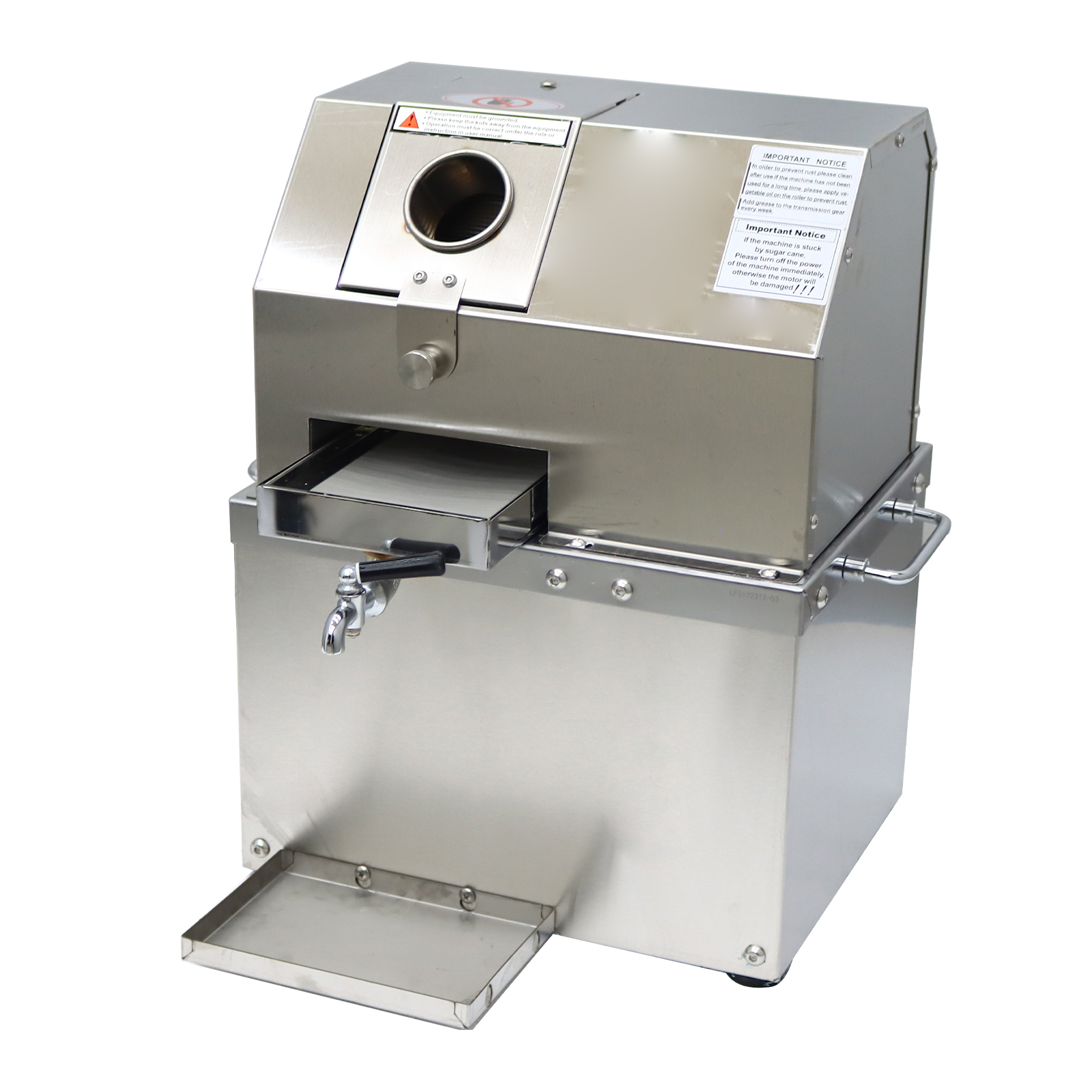Techtongda Electric Sugarcane Juice Extractor Sugar Cane Press Juicer Machine Cane Crusher Squeezer with 3 Rollers