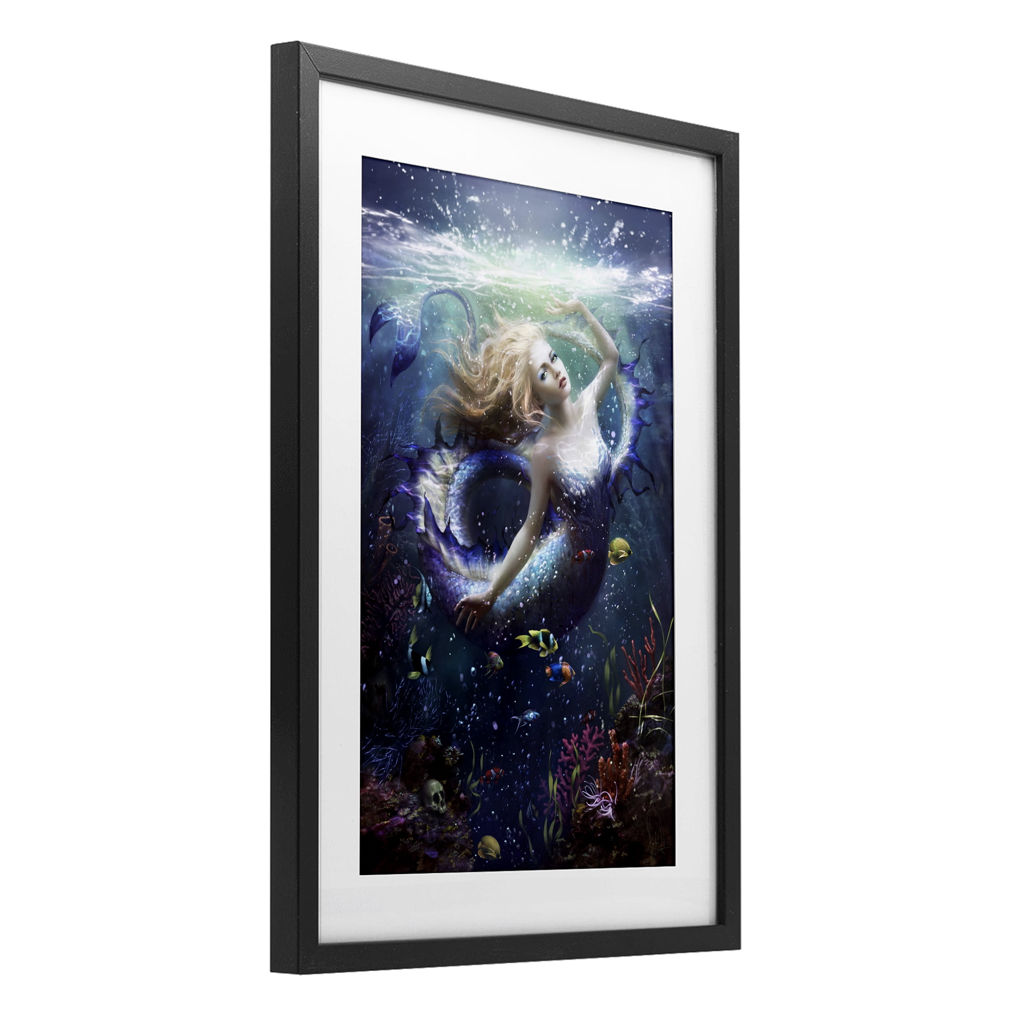 Stupell Industries Deep Sea Mermaid Black Framed Print Under Glass, design by Melanie Delon
