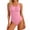 Pink, variant on pstuiky Women's Swimsuits Solid Color Crew Neck Adaptable One Piece Swimwear Swim Suit Women Swim Dress with High Cut Womens Swim Suits