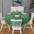 thumbnail image 2 of Green Christmas Snowflake Pattern Round Tablecloth 60"x60",Wrinkle Wipeable Table Cloth for Kitchen Dining Room Picnic Patio Party, 2 of 6