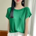 thumbnail image 3 of Mittory Women Boat Neck Knit Robbed Shirts Cap Sleeves Work Dressy Blouse Summer Solid Comfy Tshirt Tops, 3 of 4