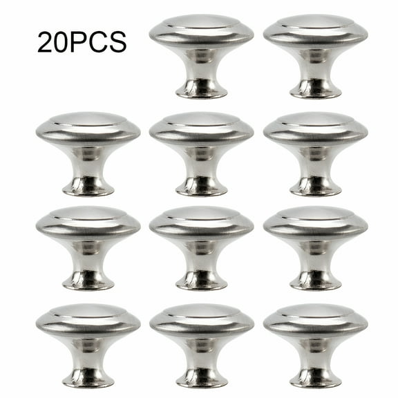 LAMIRO 20 Pack Cabinet Door Knobs Brushed Nickel Round Drawer Handle Hardware Stainless Steel with Screw for Kitchen Bathroom Bedroom Silver