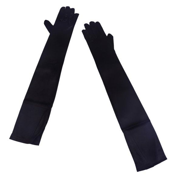 Winter Gloves Shiny Satin Elastic Silky Gloves Performance Wedding Winter Mittens Black One Size
