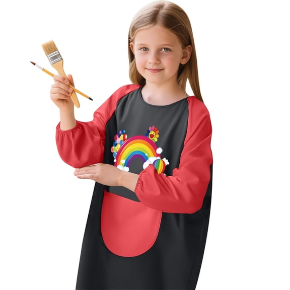 RUTAYY Children Boys Girls Art Smock Long Sleeve Painting Apron Craft Protective Coverall with Pocket Leisure Versatile Tops