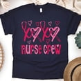 thumbnail image 1 of Nurse Crew T-Shirt with Pink Heart Stethoscope Design, Navy, Size M, 1 of 6