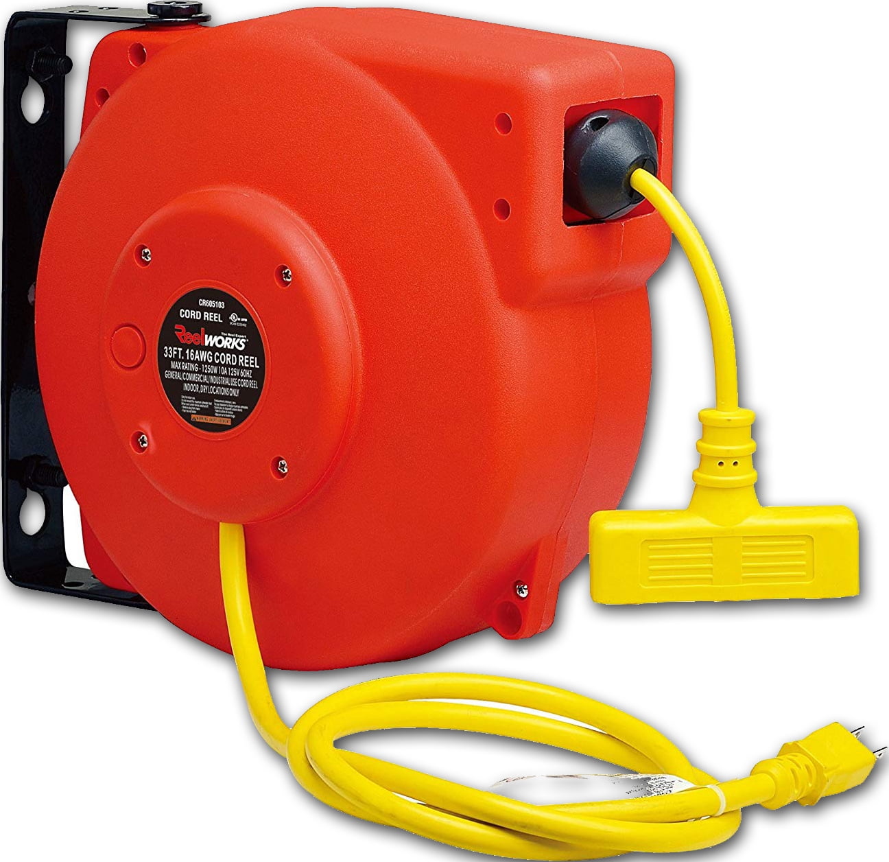 Extension Cord Reel Heavy Duty 40 Ft 12/3 Industrial Retractable 8040T-PS 