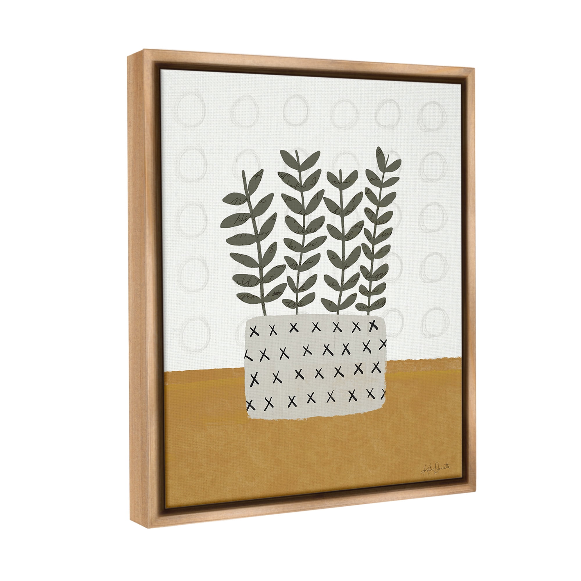Stupell Industries Patterned Leaf Bouquet Botanical & Floral Painting Brown Floater Framed Canvas Art Print Wall Art, 17 x 21