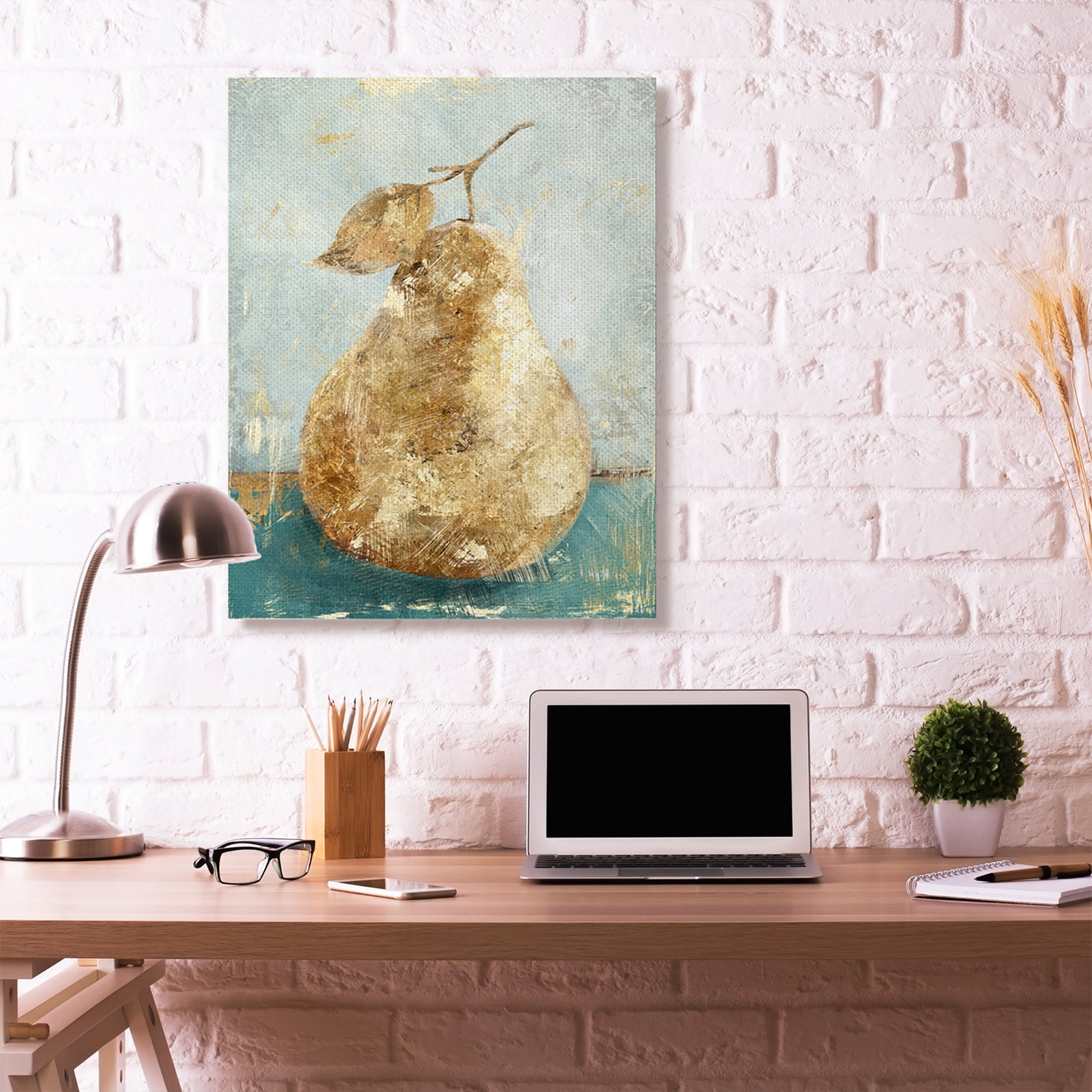 Stupell Home Décor Golden Pear Green Textured Food Painting Canvas Wall Art by Main Line Studio