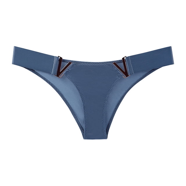 Aayomet String sous-Vêtements pour Femmes Caleçons Courts Couleur Unie Soie Glacée Taille Basse Caleçons Courts (E, L)