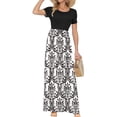 thumbnail image 1 of Vestido largo AUSELILY para mujer, manga corta, holgado, liso, negro, 2XL, 1 of 4
