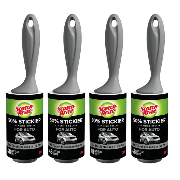 Scotch-Brite 50% Stickier Auto Lint Roller: 4 in. width 48 sheets [4-pack]