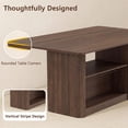 thumbnail image 3 of LAZZO 63.3" Rectangular Dining Table for 6 People, Modern Farmhouse Kitchen Table with 2-Tier Storage Shelf, Fluted Wood Table, Walnut, 3 of 9