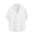 thumbnail image 3 of Chemise Décontractée en Lin à Manches Courtes Boutonnée Col Rond pour Hommes, 3 of 6