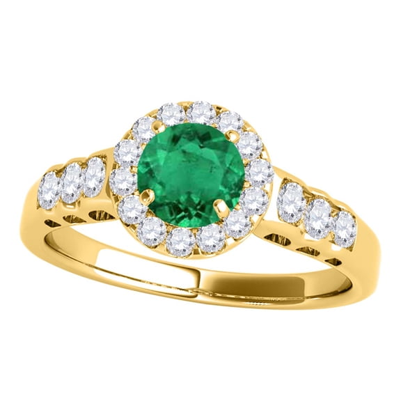 Mauli Jewels Engagement Rings for Women 1.35 Carat Halo Emerald and Diamond Engagement Ring Prong 14k Gold