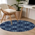 thumbnail image 4 of Round Rugs 3.3Ft, Vintage Floral Round Area Rug Washable Indoor Throw Carpet, Abstract Flowers Patchwork Country Navy Blue Soft Non Slip Circle Rug for Laundry Room Patio Home Decor Aesthetic, 4 of 8