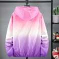 thumbnail image 5 of Xfvqtps Kids Children Light Jacket Sun Protection Hoodie Zip up Long Sleeve Pockets Gradient Color Lightweight Breathable Summer Thin Tops for Camping Hiking Cycling Running 9-15Y Pink, 5 of 8