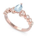 thumbnail image 2 of 1.25 Ct Natural Diamond Aquamarine Gemstone Sparkle Wedding Ring for Ladies Solid 14K Rose Gold Size 3.5 by Diamond-Capitals, 2 of 8