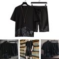 thumbnail image 4 of Camiseta de verano para hombres y pantalones cortos conjunto de dos piezas para deportes al aire libre y casual conjunto XXL negro, 4 of 10