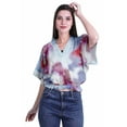 thumbnail image 2 of Moomaya Wrap Tops For Women Printed Elastic Waist Boxy Sleeve Casual Wrap Blouse, 2 of 5