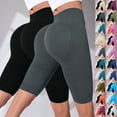 thumbnail image 4 of Gsakboxl Pants for Women Women 2 Pack High Waist Tight Seamless Textured Compression Peach Butt Lift Yoga Fitness Biker Shorts Light green L, 4 of 5