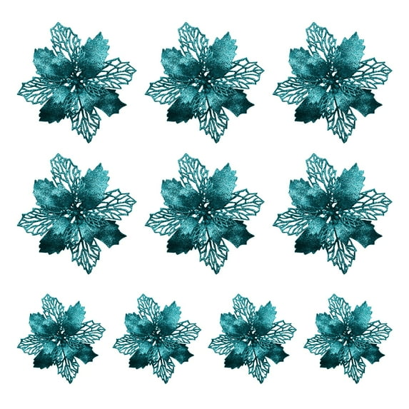 Famyfamy Christmas Flower Weihnachtsblume For Home Xmas Ornaments New Year Decor 10PCS 16CM Hochzeit Hohle Blumen Fake Flowers